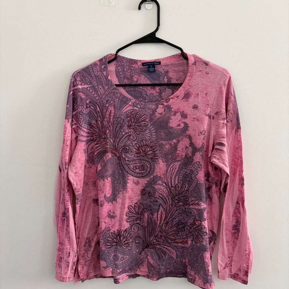 Westbound‎ pink paisley long sleeve top Size L